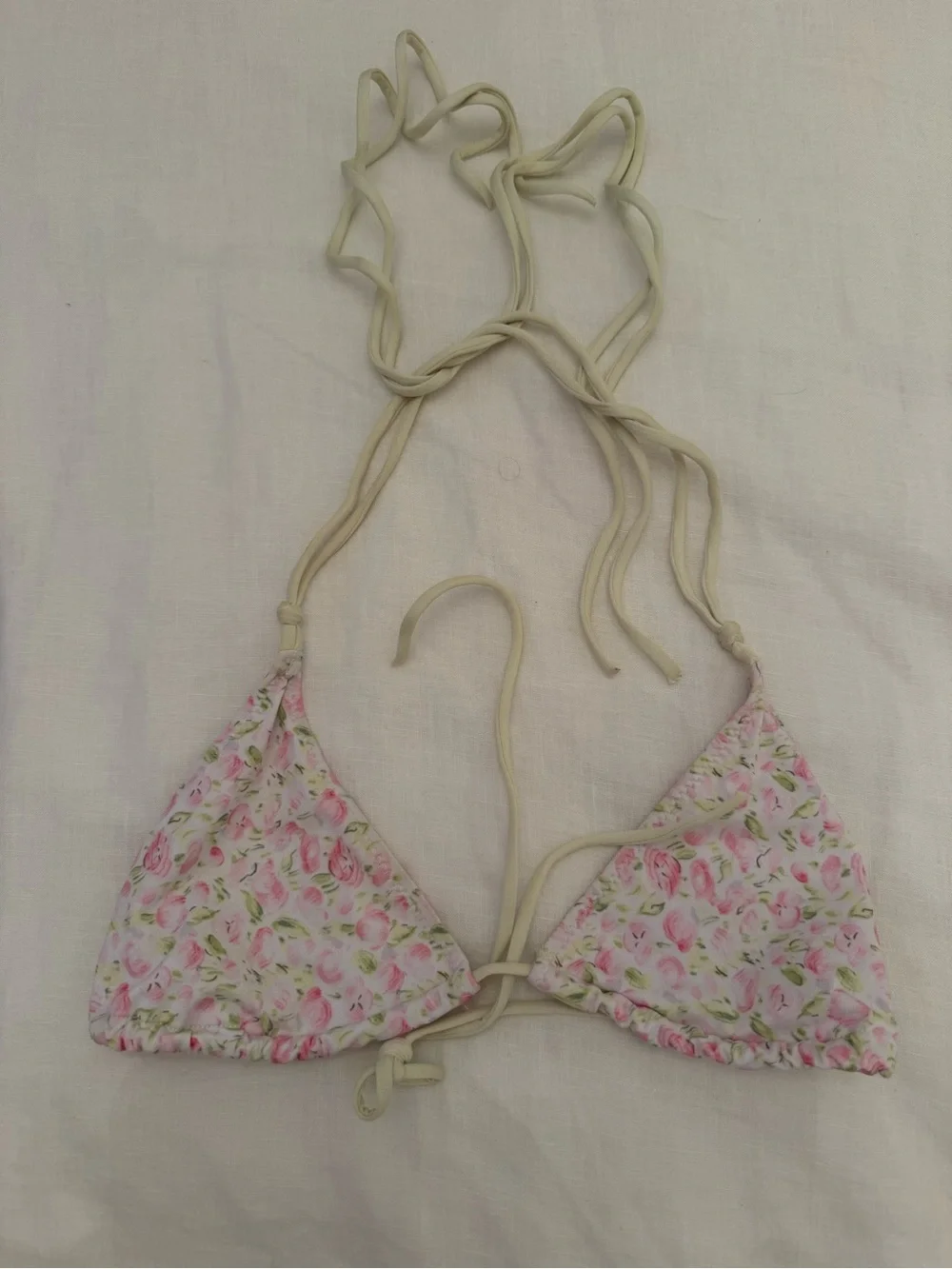 Heavy Manners Floral Pink Triangle Bikini Top